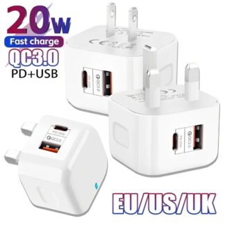 EU US UK 20W Dual Ports Type C USB C PD Wall Charger Fast Quick Charging Power Adapters For IPhone 11 12 13 14 15