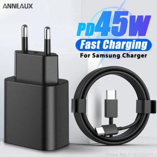 PD 45W Super Fast Charger For   S21 S22 S23 S24 Ultra Fast Charging Phone USB C Charge Type C Cable 2M Wall Adapter