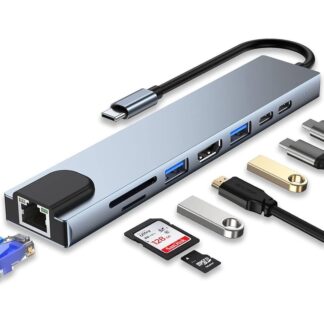 8-in-1 USB-C Hub multiport adapter designed to expand the connectivity of USB-C compatible laptops, tablets, and smartphones.