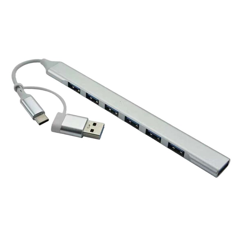 7 ports of high speed USB+C hub high-speed USB 3.0 SPLETER SILVER