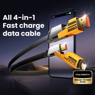 4 In 1 65W Fast Charging Cable for iPhone, Android USB Type C Charger Cable (USB to Type C / Type A {Iphone Port} & Type C To Type C / Type A { Iphone Port} ) Multi Port Multiple U