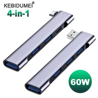 4-in-1 USB C HUB 3.0 PD 60W Type C 3.1 Multi Ports USB Splitter OTG Adapter USB HUB For Macbook Pro 13 15 Air Pro