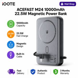 ACEFAST M24 10000mAh 22.5W Magnetic Power Bank | Built-In Cable Portable Fast Charging Power Bank for iPhone Android | 3 Months Warranty
